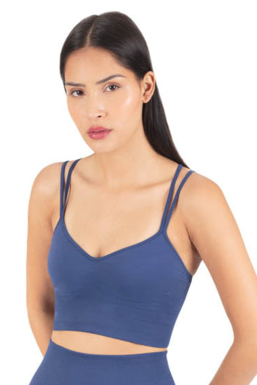 Top Fitness Bojo Removível Pontos Azul