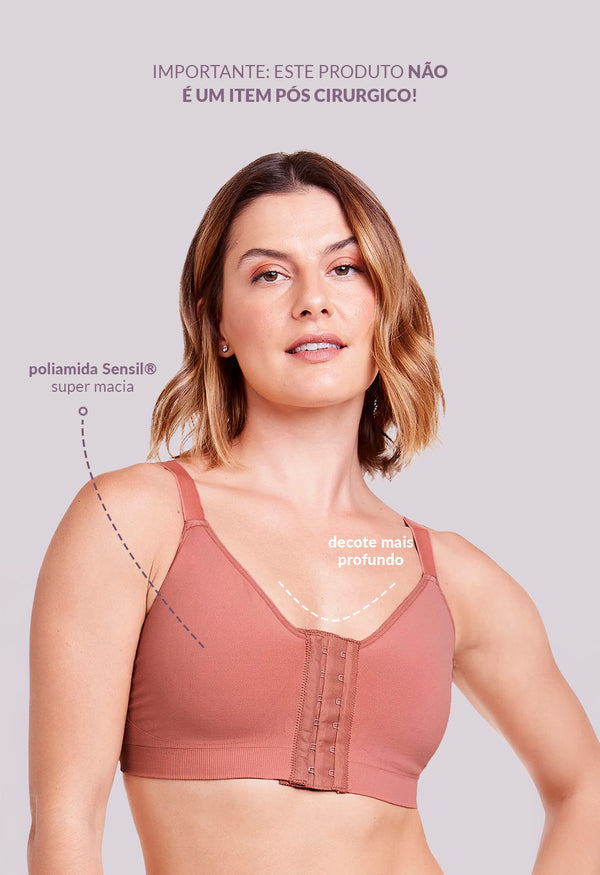 Sutiã Modelador Dupla Sustentação Abertura Frontal Valoriza Os Seios Bronzer