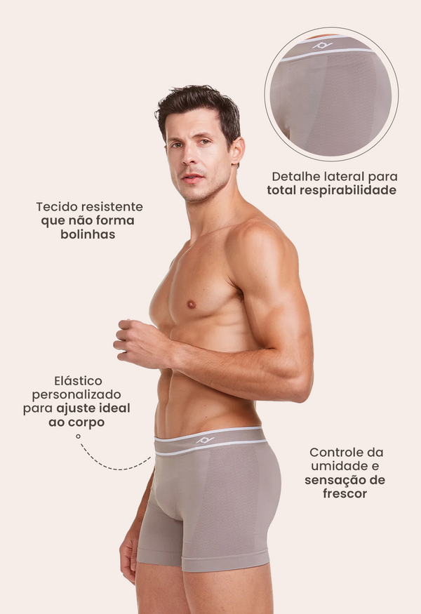 Cueca Boxer Microfibra Sem Costura Personal Fit Khaki