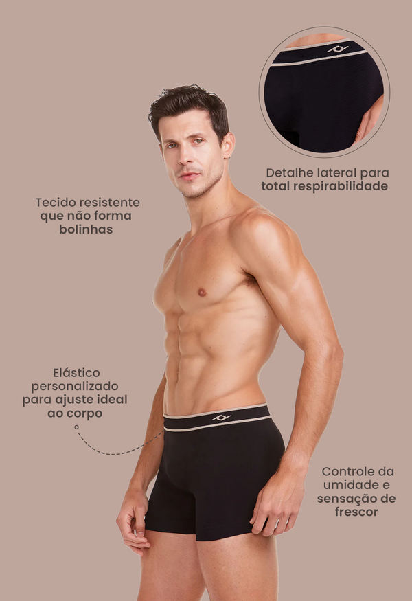 Cueca Boxer Microfibra Sem Costura Personal Fit Preto