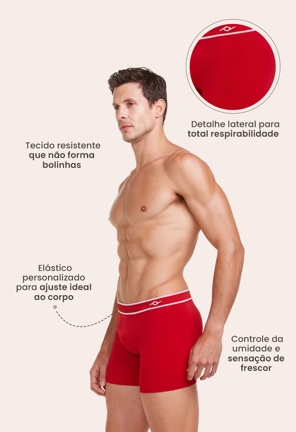 Cueca Boxer Microfibra Sem Costura Personal Fit Vermelho