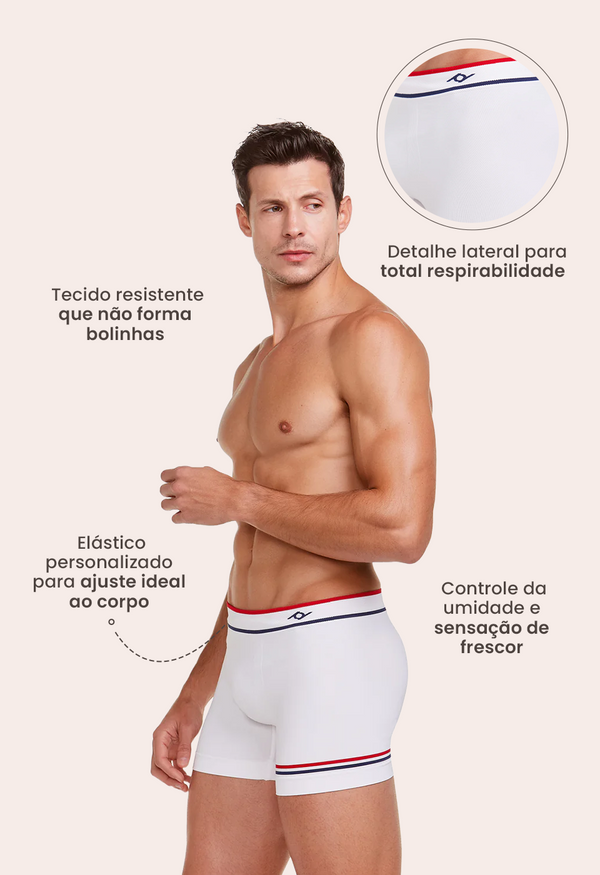Cueca Boxer Microfibra Sem Costura Classic Branco