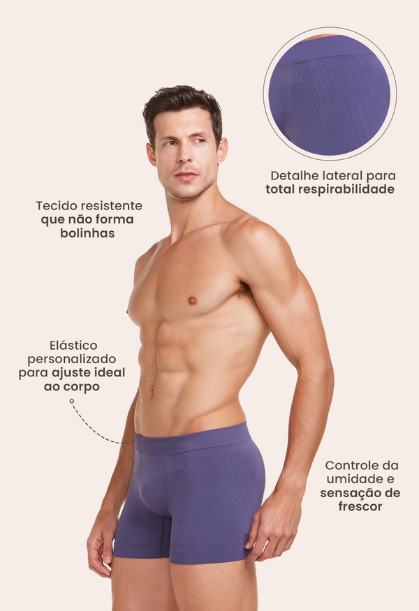 Cueca Boxer Microfibra Sem Costura Fusion Azul
