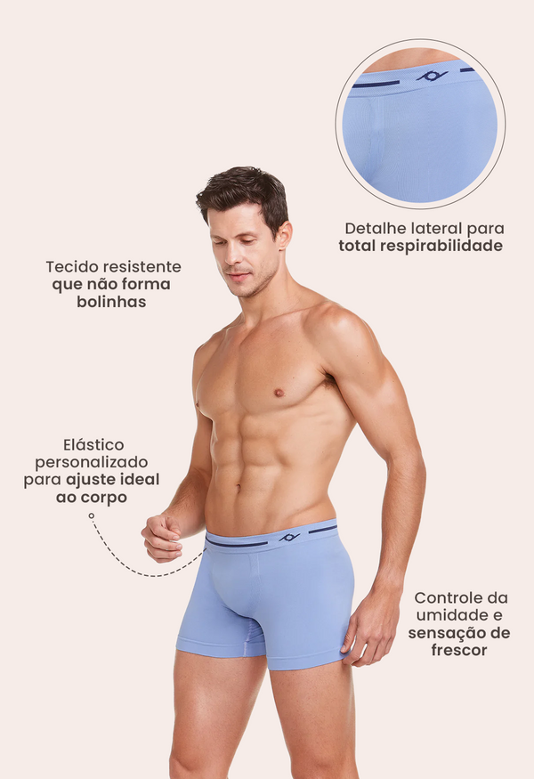 Cueca Boxer Microfibra Sem Costura Energy Azul