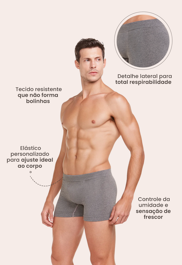 Cueca Boxer Microfibra Sem Costura Mescla Khaki