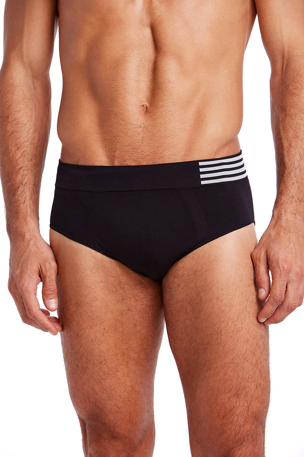 Cueca Slip Prime Listra Lateral Preto