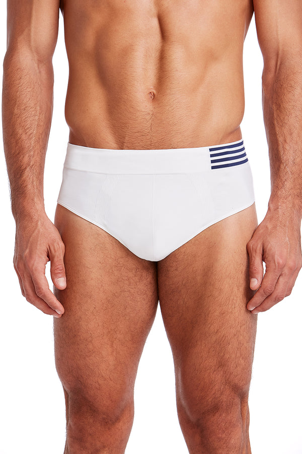 Cueca Slip Prime Listra Lateral Branco