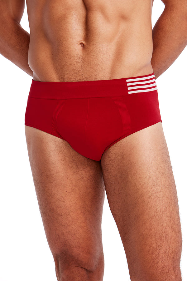 Cueca Slip Prime Listra Lateral Vermelho