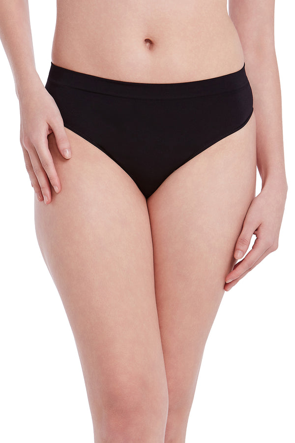 Calcinha Básica Cintura Média Com Fundo De Algodão Preto