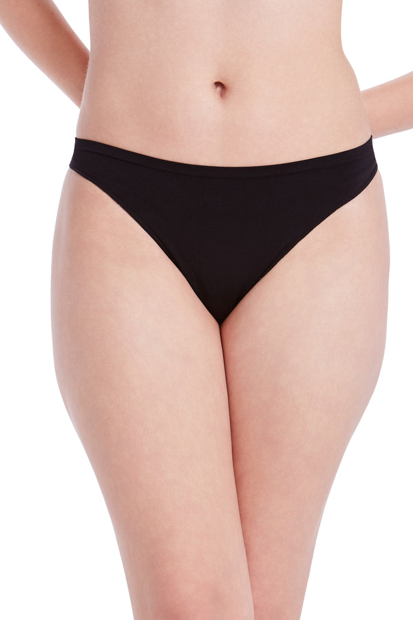 Calcinha Básica Fio Dental Com Fundo De Algodão Preto