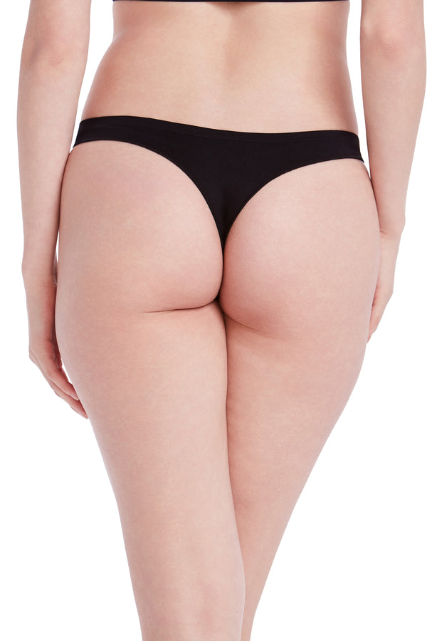 Calcinha Básica Fio Dental Com Fundo De Algodão Preto