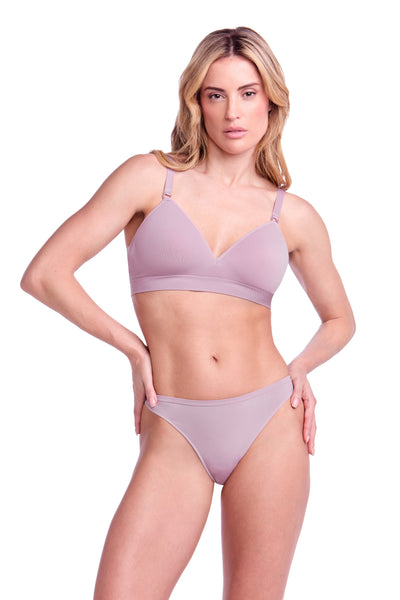 Calcinha Básica Fio Dental Com Fundo De Algodão Lilac