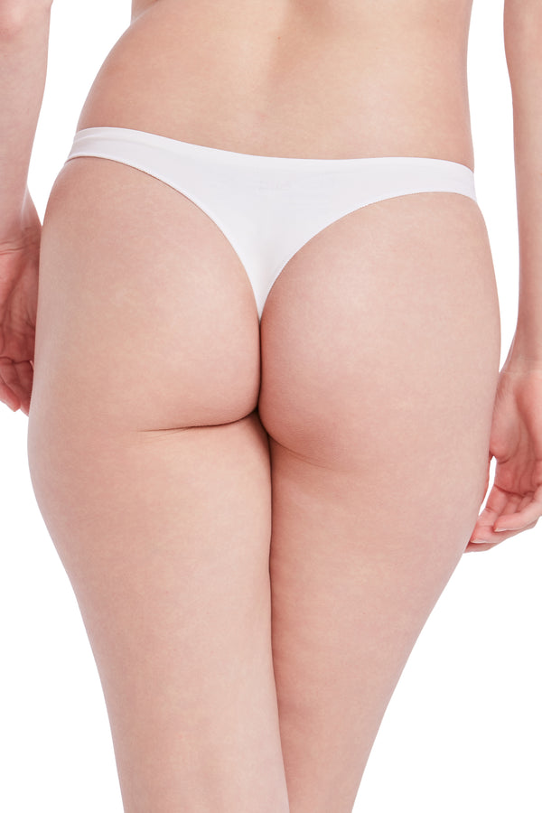 Calcinha Básica Fio Dental Com Fundo De Algodão Branco