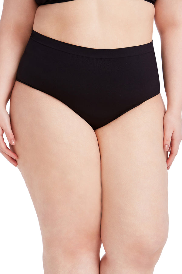 Calcinha Básica Cintura Alta Com Fundo De Algodão Preto