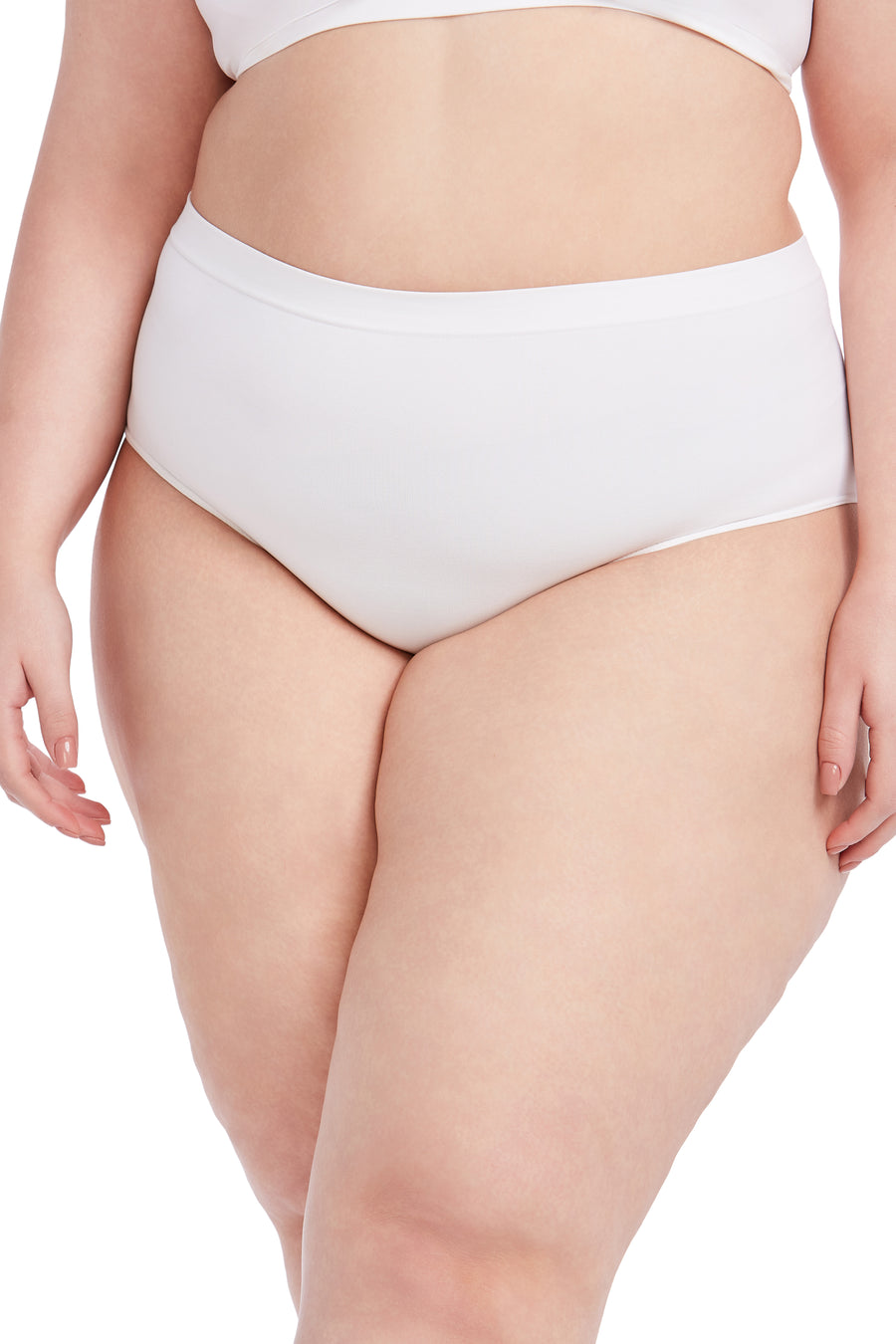 Calcinha Básica Cintura Alta Com Fundo De Algodão Branco