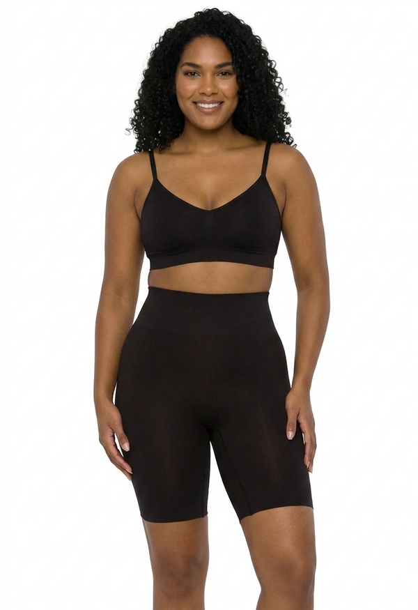 Bermuda Modeladora Cintura Alta Emana Ameniza Celulite Preto