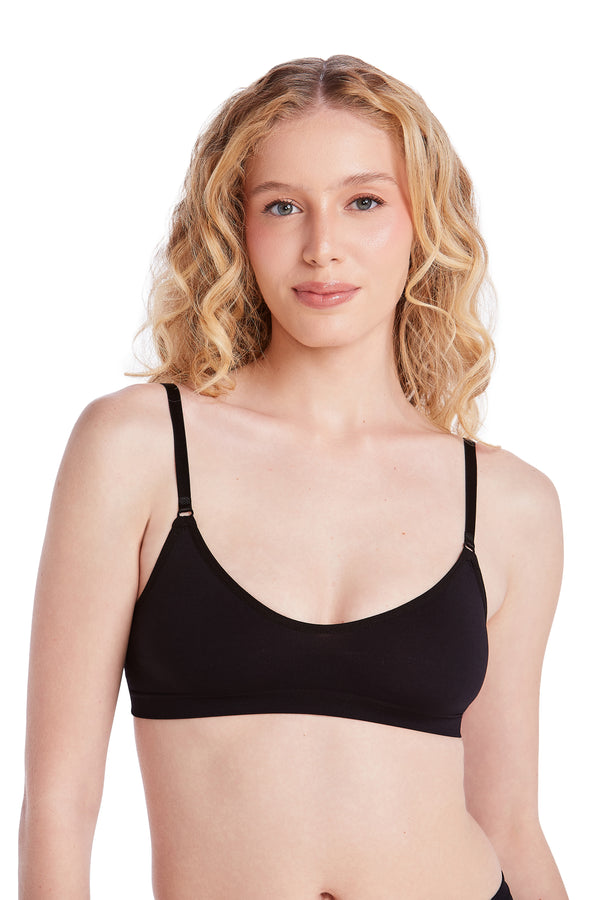 Sutiã Meia Taça Sem Bojo Em Microfibra Preto