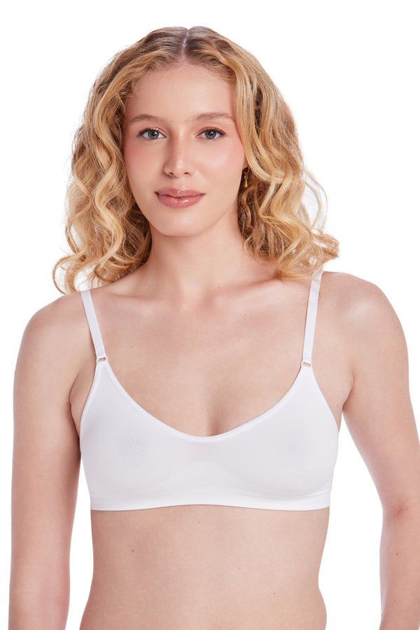 Sutiã Meia Taça Sem Bojo Em Microfibra Branco