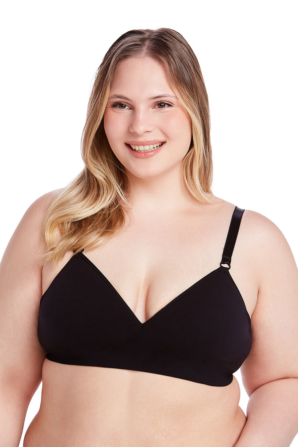 Sutiã Triângulo Com Bojo E Alças Transpassadas Ajustáveis Preto