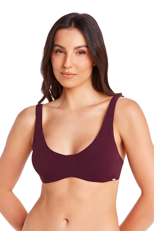 Sutiã Decote V sem Bojo com Aro Basic Beauty Cereja