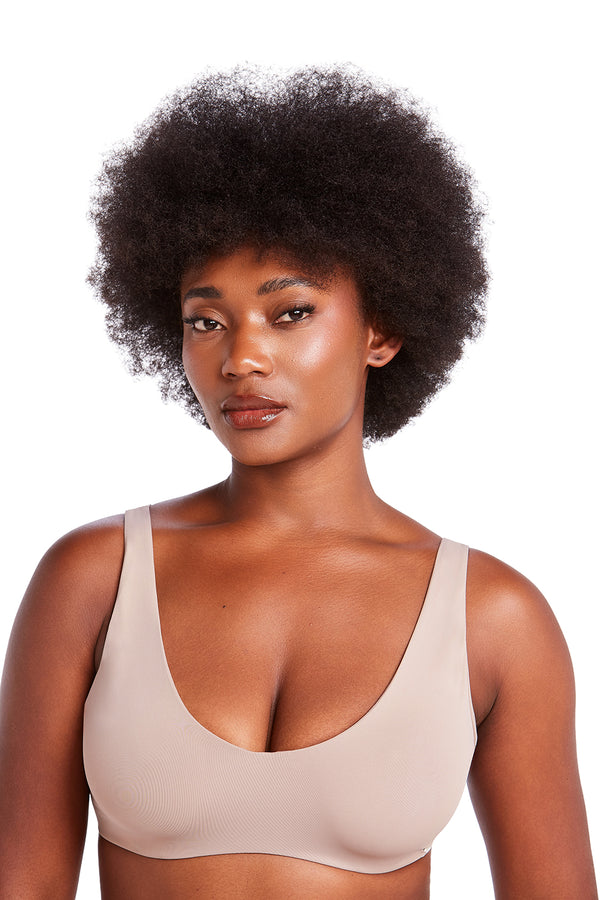 Sutiã Decote V sem Bojo com Aro Basic Beauty Amêndoa