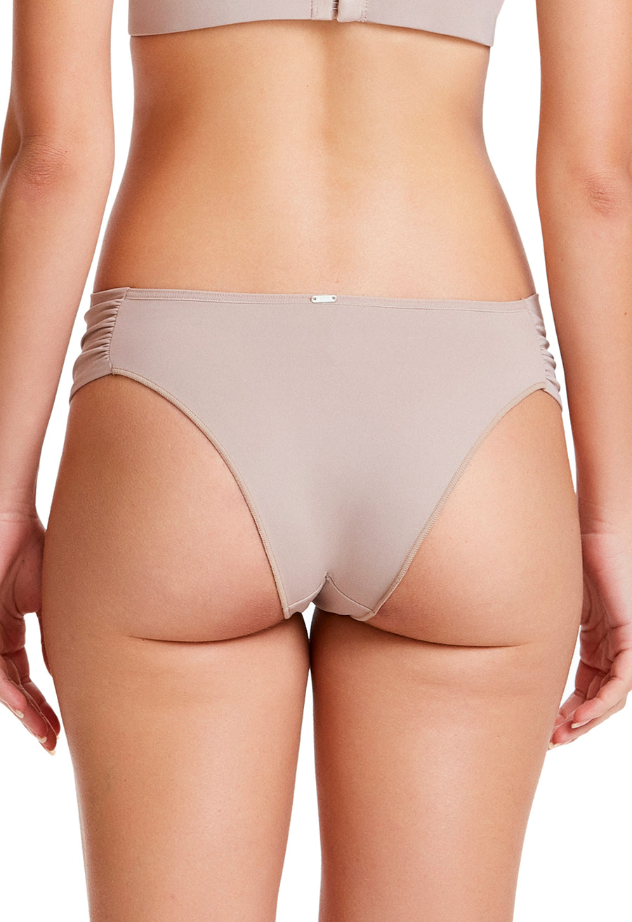 Calcinha Biquini Drapeada Basic Beauty Amêndoa