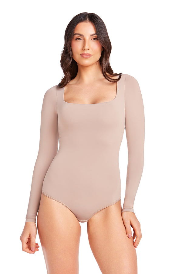 Body Manga Longa Basic Beauty Amêndoa