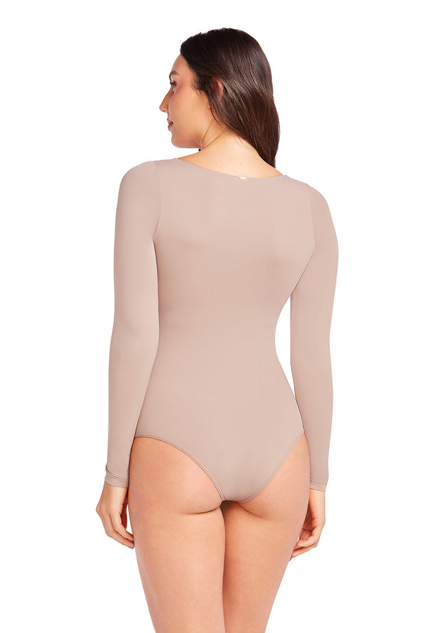 Body Manga Longa Basic Beauty Amêndoa