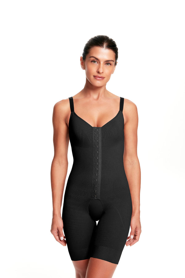 Macaquinho Pós-Cirúrgico Com Alça Regulável Média Compressão Preto