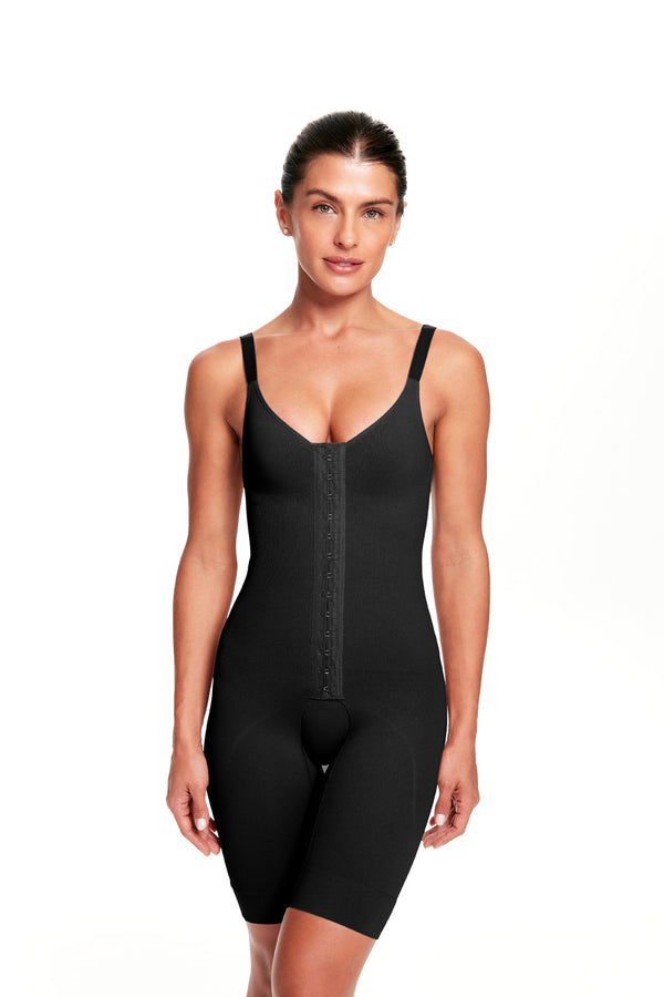 Macaquinho Pós-Cirúrgico Com Alça Regulável Alta Compressão Preto