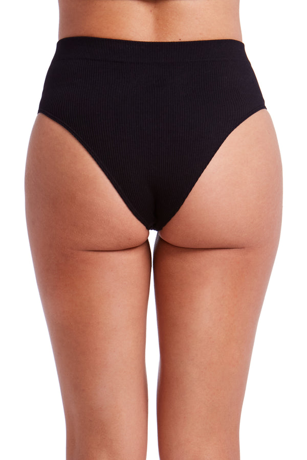Calcinha Cintura Alta Canelada Essentials Preto