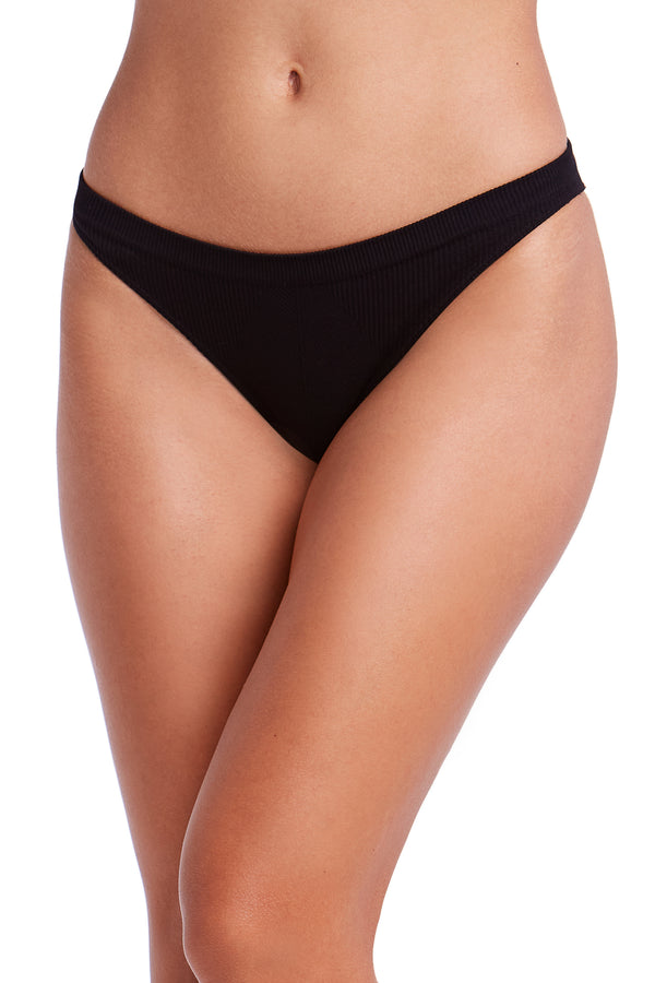Kit 3 Calcinhas Tanga Canelada Essentials Preta, Cinza e Denim