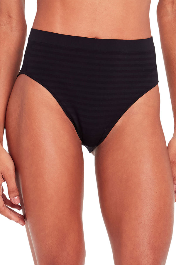 Calcinha Cintura Alta Listrado Fun Preto