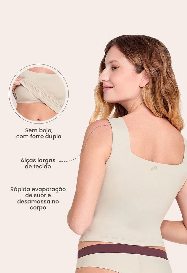 Camisete Regata Sem Bojo Frente Dupla Light Nude