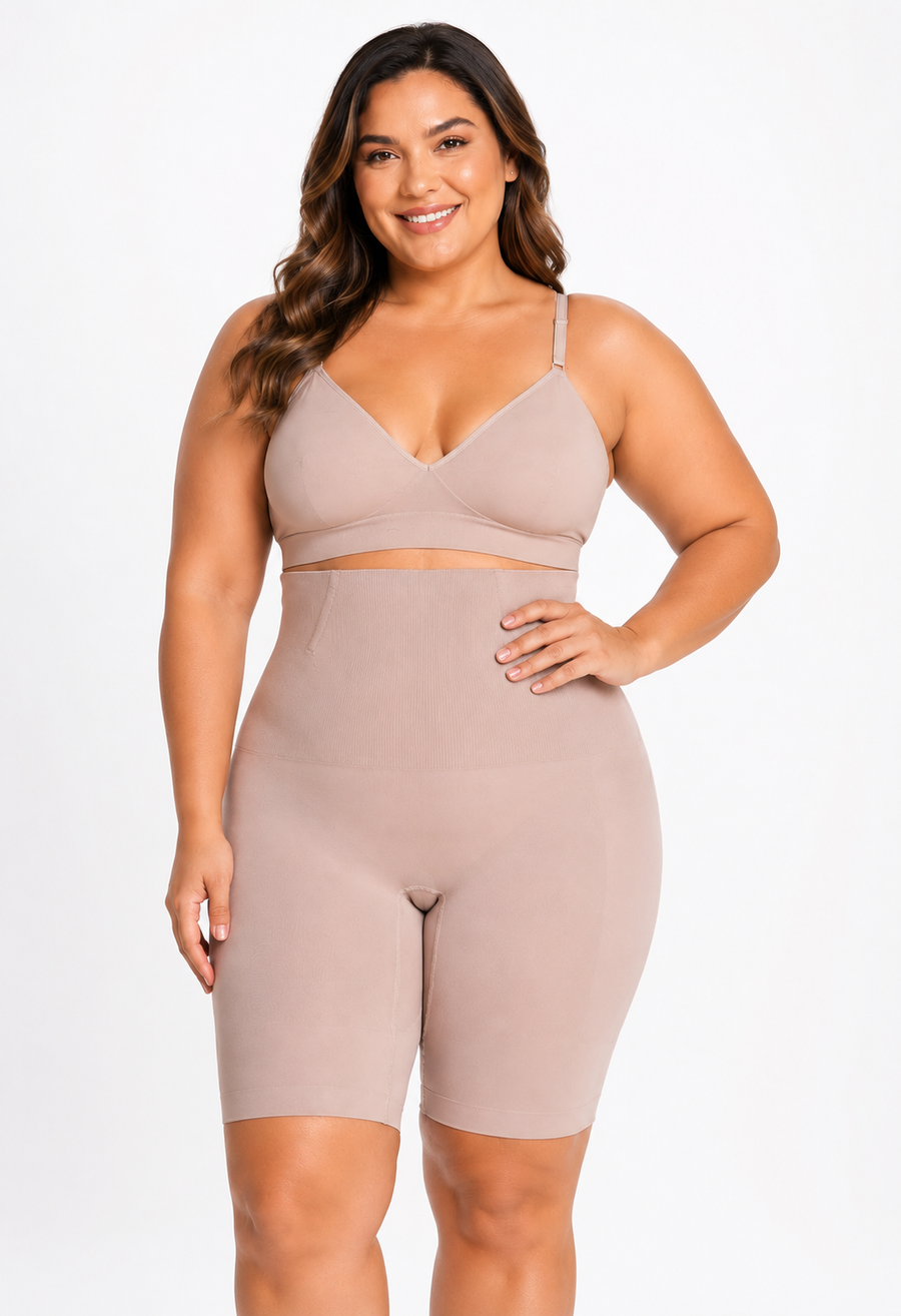 Bermuda Modeladora Abdominal Com Barbatana Afina Cintura Blush