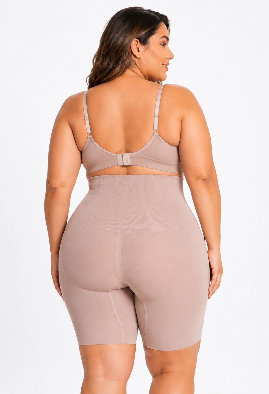 Bermuda Modeladora Abdominal Com Barbatana Afina Cintura Blush