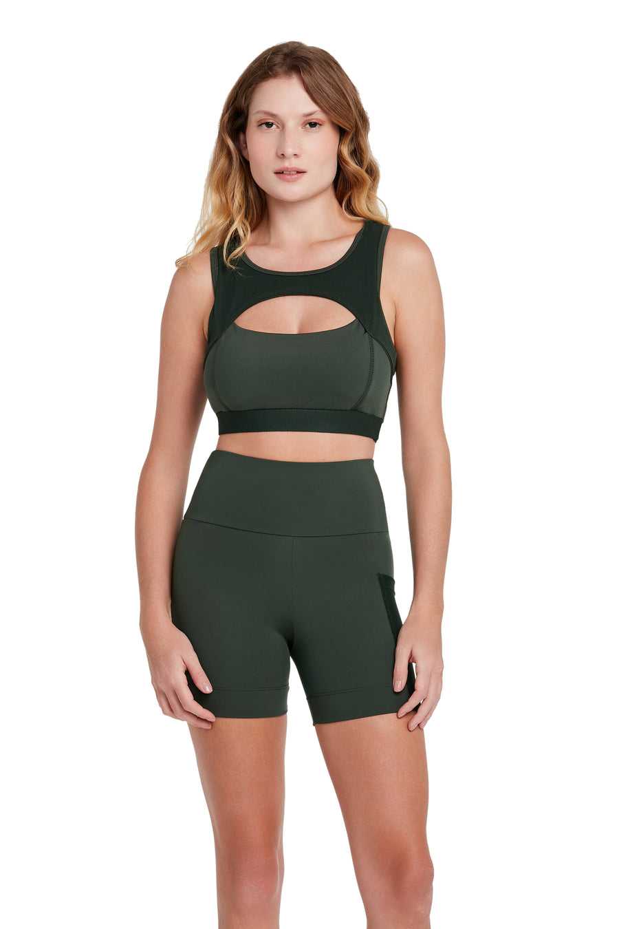 Top Fitness com Bojo Removível Recorte Illusion Verde
