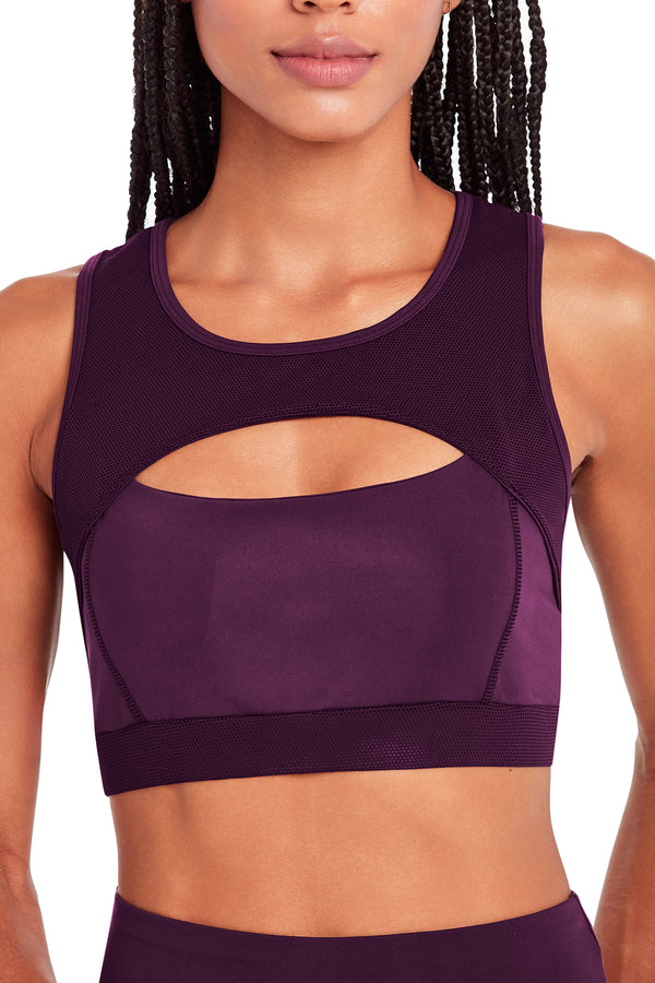 Top Fitness com Bojo Removível Recorte Illusion Roxo