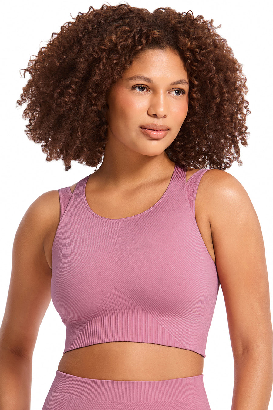 Top Duplo Fitness Com Tecido Texturizado Rose