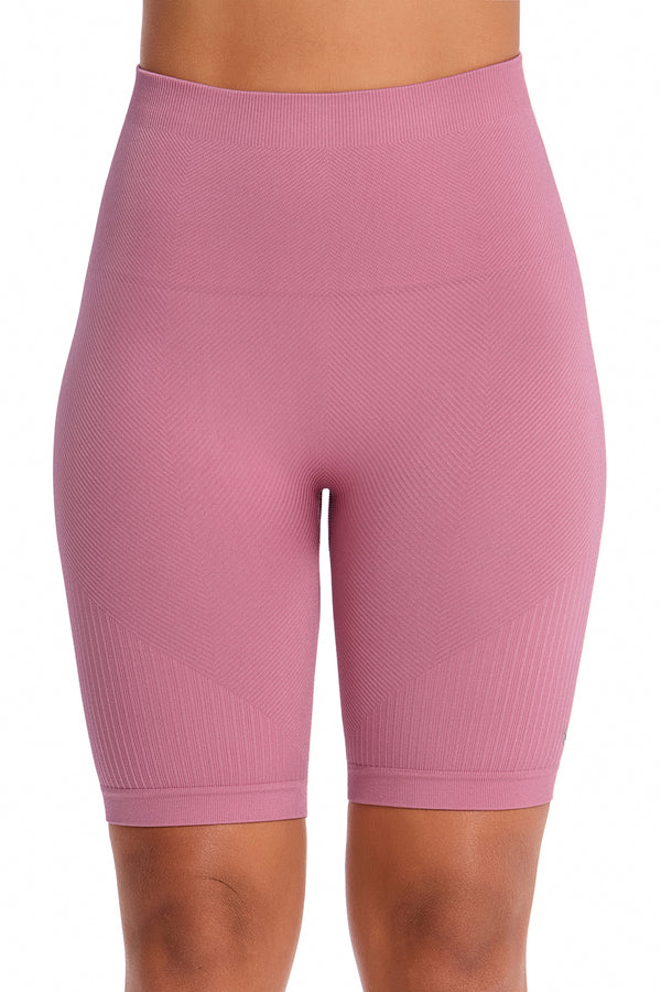Bermuda Fitness Cintura Alta Tecido Texturizado Rose