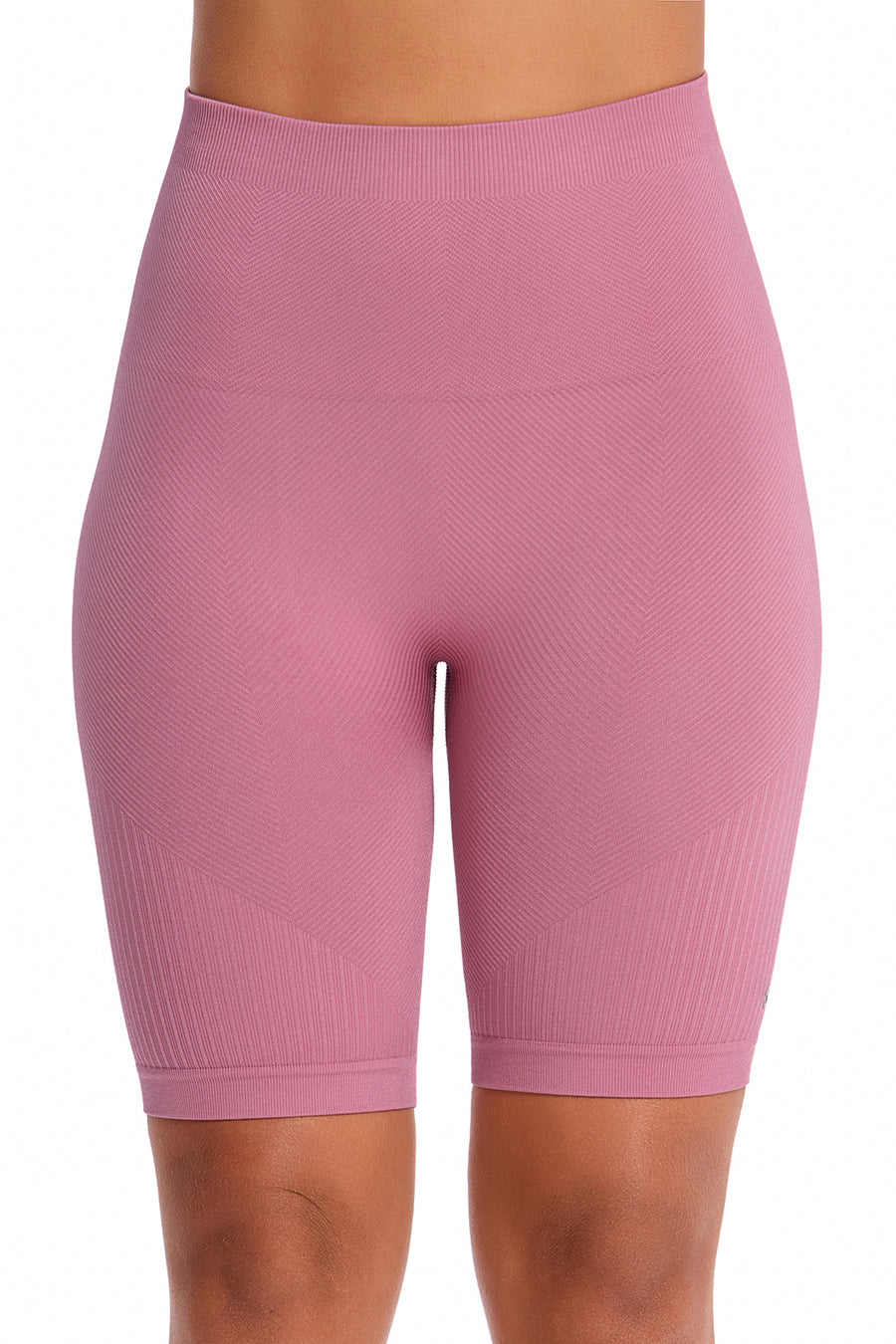 Bermuda Fitness Cintura Alta Tecido Texturizado Rose