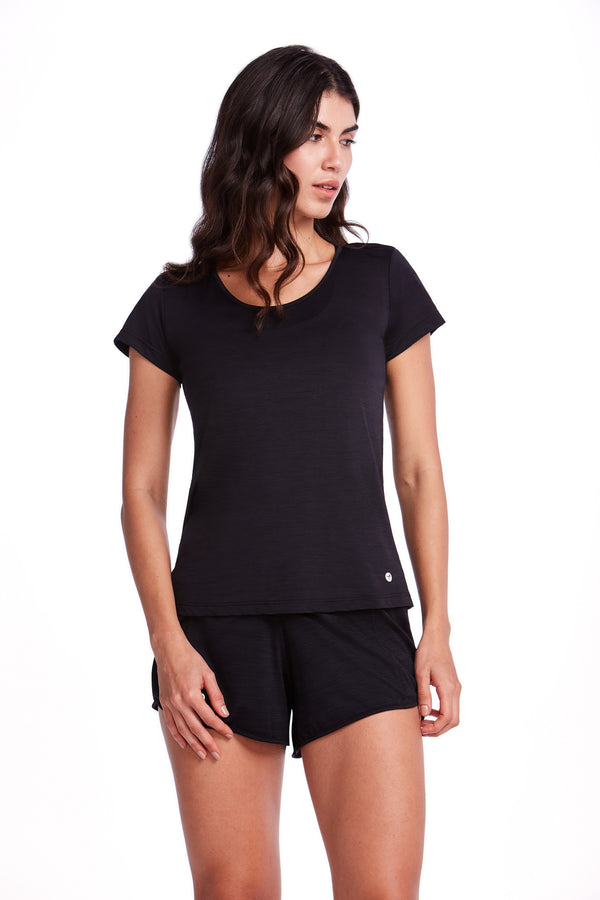 Camiseta Fitness Costas Abertas Preto