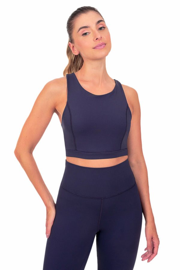 Top Fitness Com Bojo Removível Second Skin Marinho