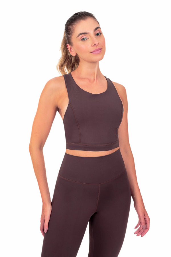Top Fitness Com Bojo Removível Second Skin Marrom