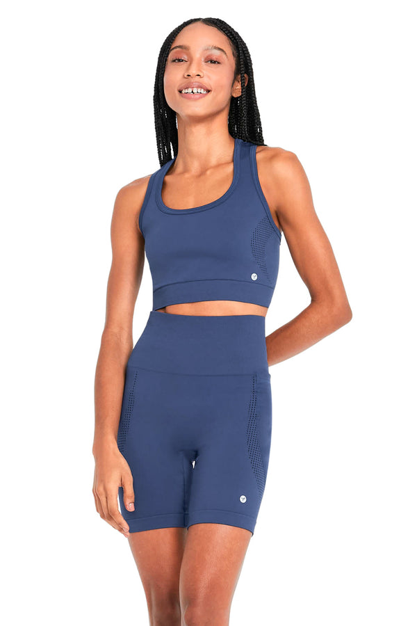 Top Fitness Dupla Face Nadador Pontos Azul