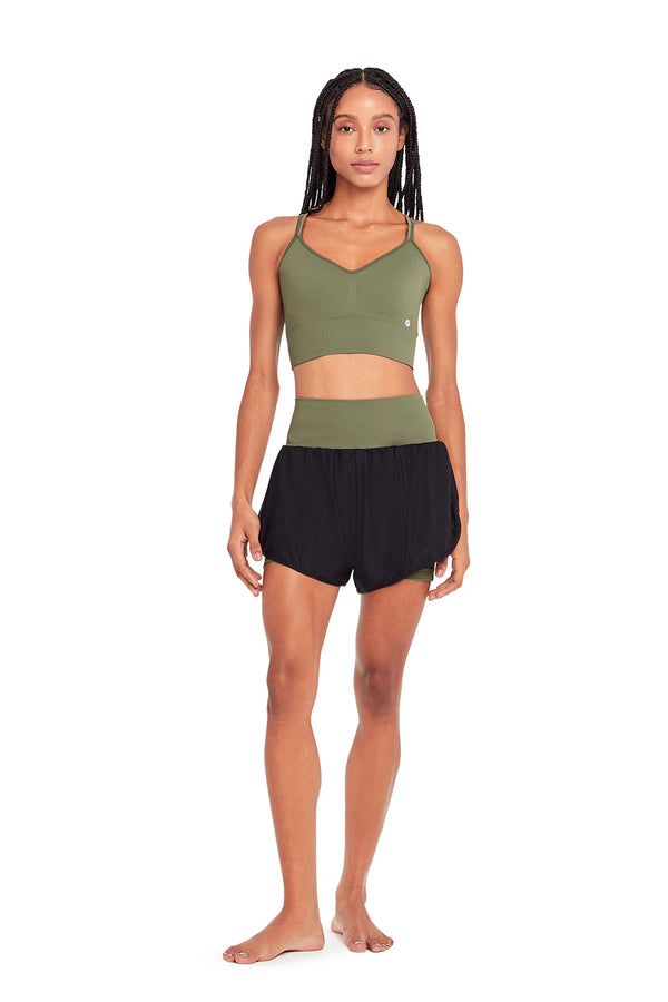 Shorts Duplo Fitness Pontos Verde