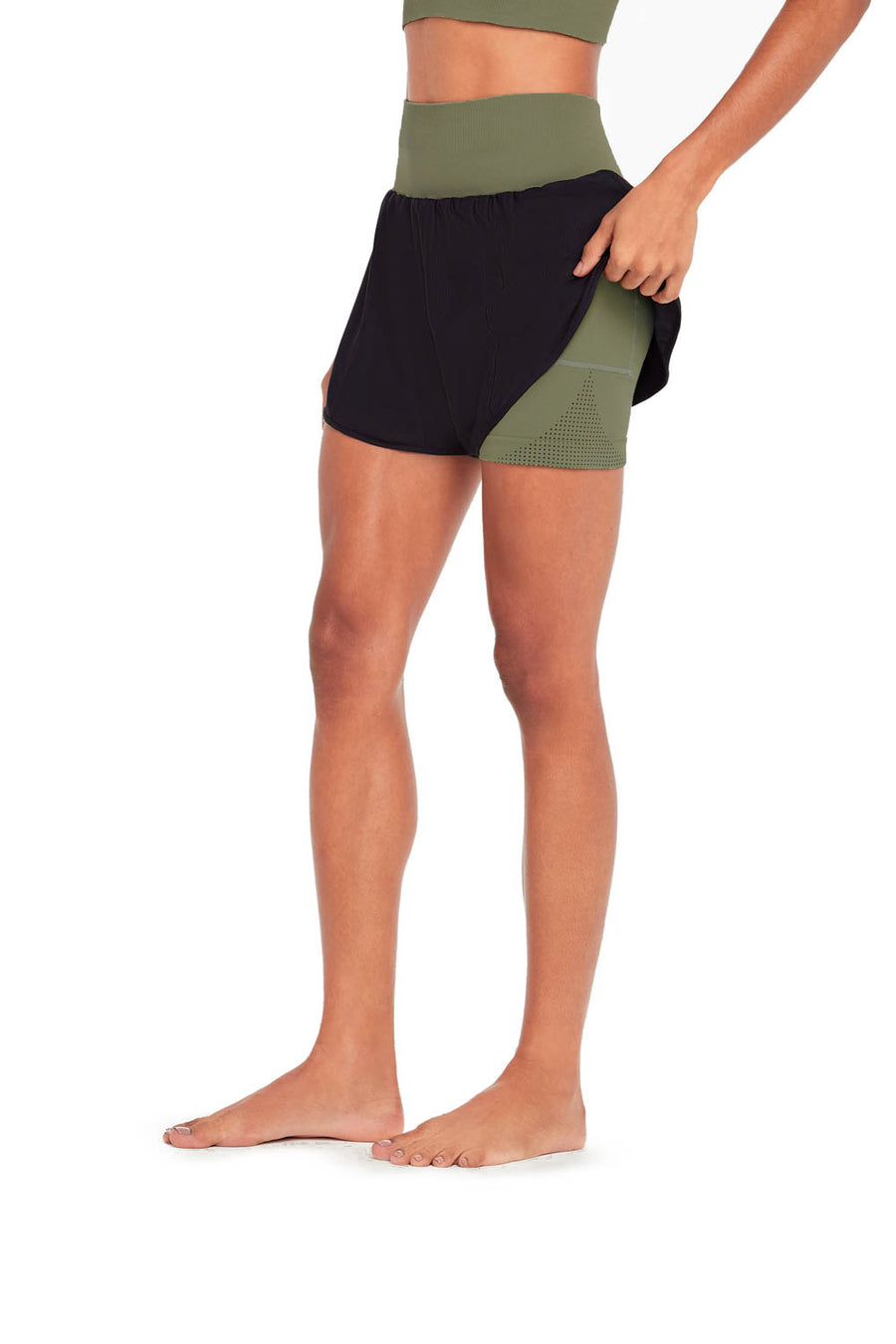 Shorts Duplo Fitness Pontos Verde