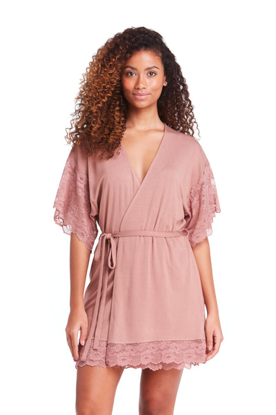 Robe Com Renda Rosa Conforto