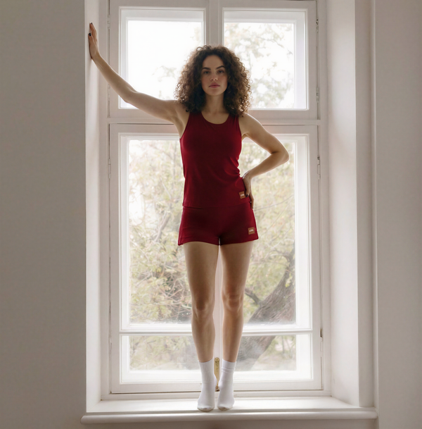 Pijama Curto Regata Viscose Bordô