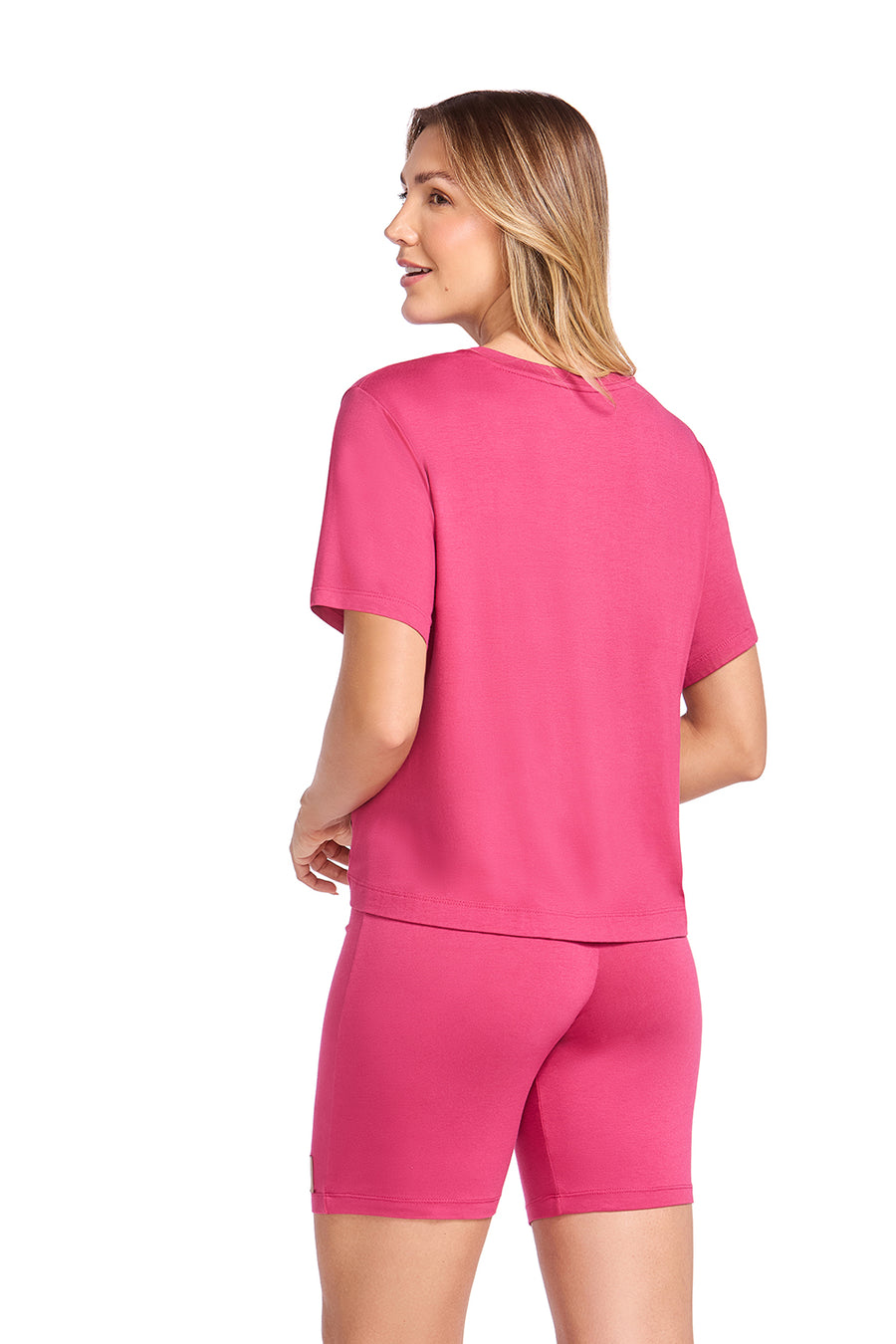 Pijama Manga Curta Viscose Fúcsia